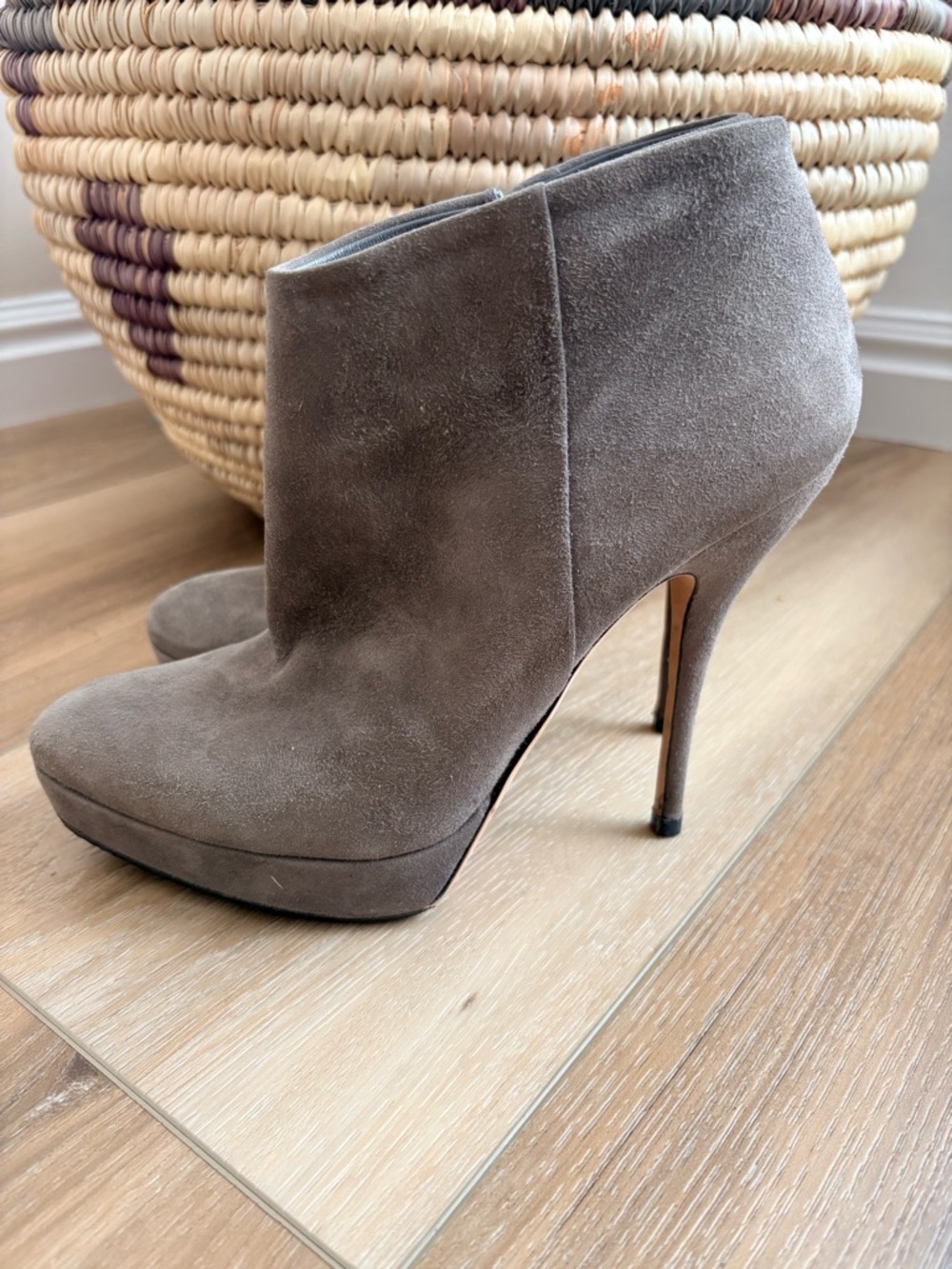 Gucci Taupe Suede Platform Ankle Booties